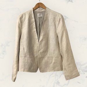 LOFT Women's Blazer Open Front Beige Size 18 100% Linen Jacket